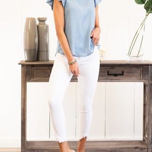 KanCan Skinny White Shark Bite Hem High Rise